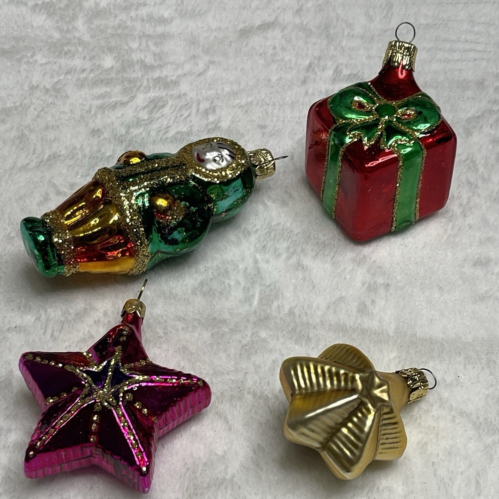 Vintage Czech Republic Eskimo Star‎ Present  Hand Blown Glass Ornament Lot of 4 - Picture 8 of 9